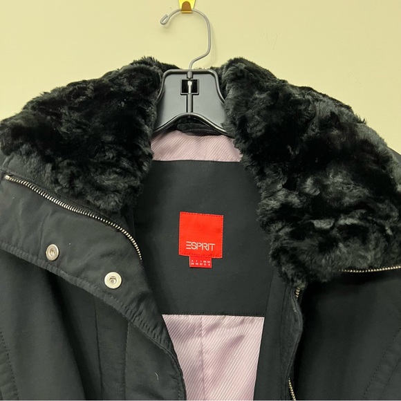 Espirit - Black Winter Coat - Belted - Size 8 - Picture 11 of 15